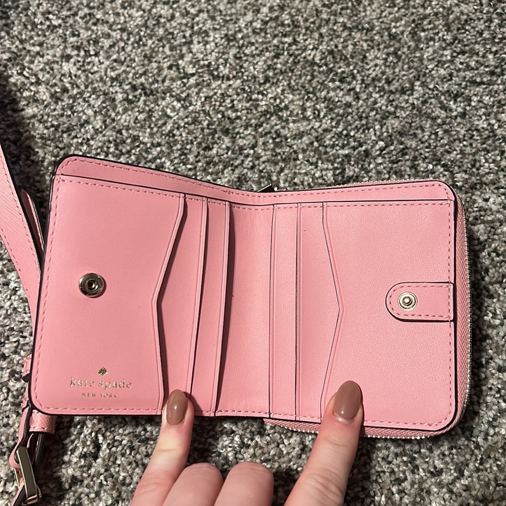 Pink leather Kate Spade backpack and matching wallet. - Picture 5 of 6